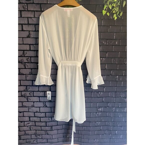 Oscar De La Renta NWT Pink Label Chiffon Ruffle Sleeve Robe XL - Picture 2 of 4